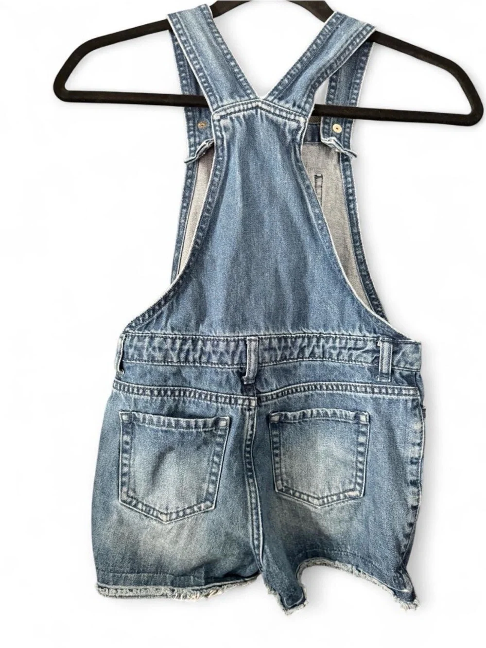 The Children's Place Faded Blue oDistressed Denim Short Overalls